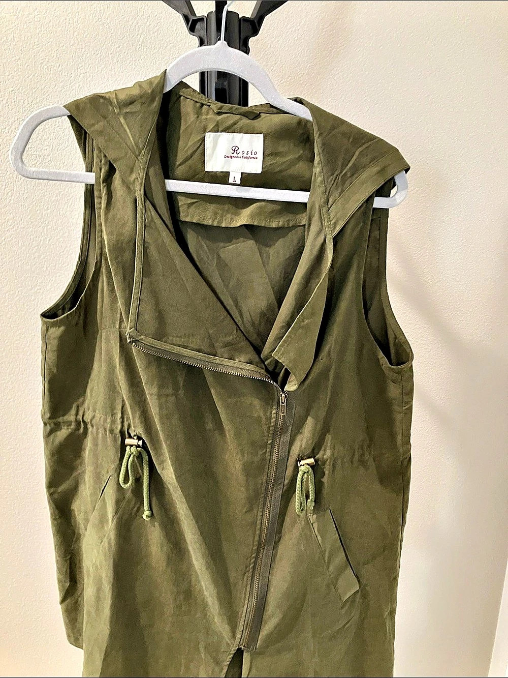Rosio Olive Green Utility Vest in Green Large